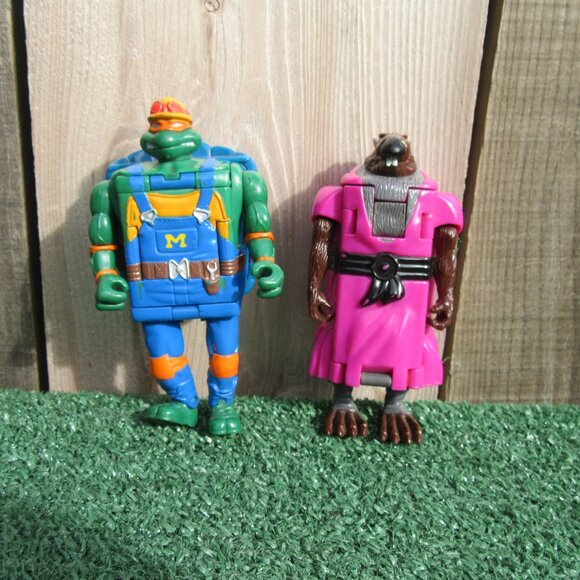 Teenage Mutant Ninja Turtles Other - Vintage TMNT Mighty Mutations Michelangelo Splinter Transformer Toys Truck